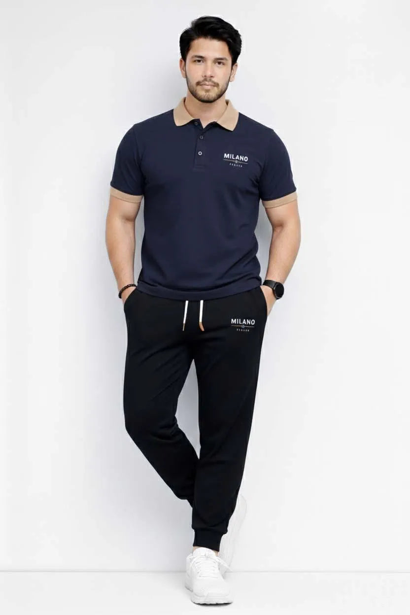 Navy Blue Printing Track Suit for Men MILANO Polyester
